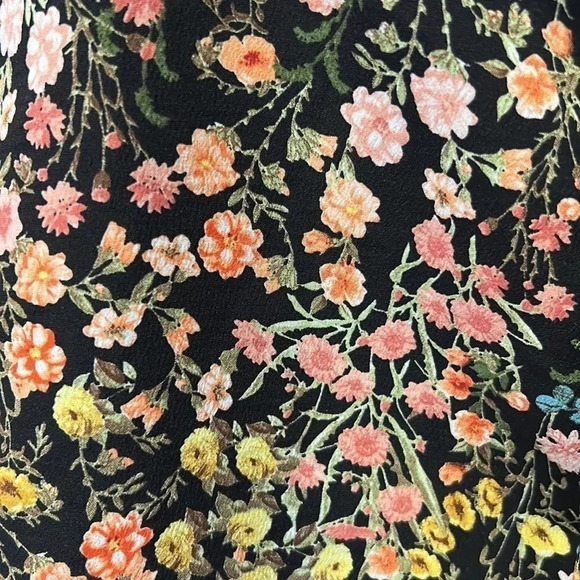 ZARA Floral Black Long Sleeve Ruffle Blouse Small - Picture 9 of 10